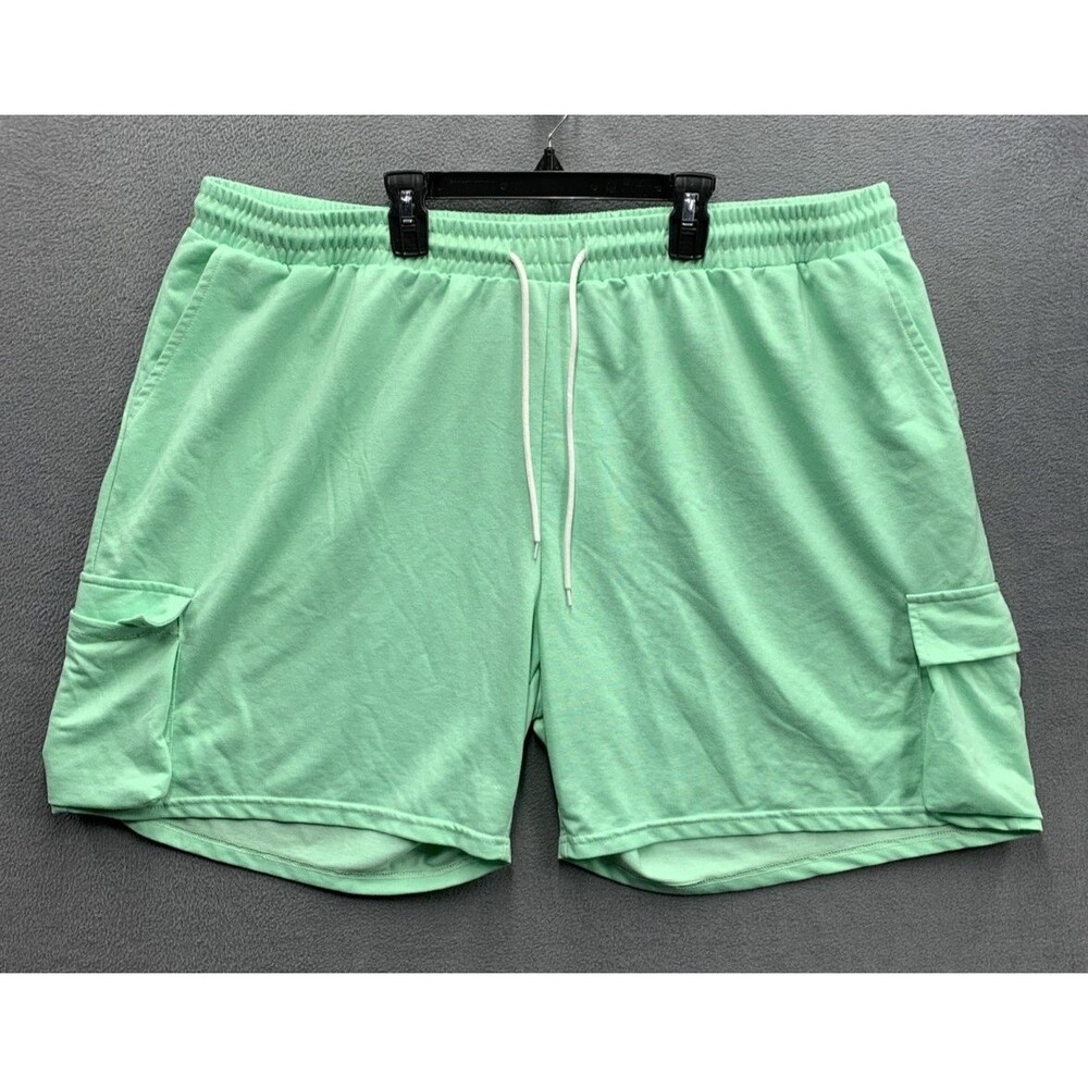 Manfinity Athletic Cargo Shorts Men's 6XL Mint Green Drawstring Closure Sports